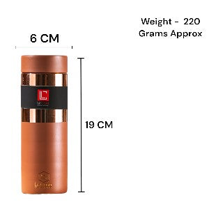 LeCasa - Greek Copper Water Bottle 500ML | Color - Terracotta | 100% Pure Copper With ISO Certification |