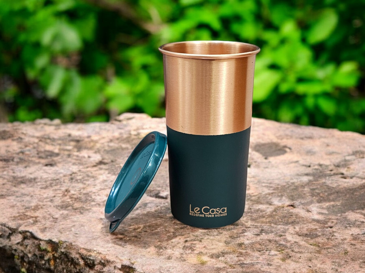 LeCasa - Energy Copper Water Tumbler 500ML | Color - C.Green | 100% Pure Copper With ISO Certification |