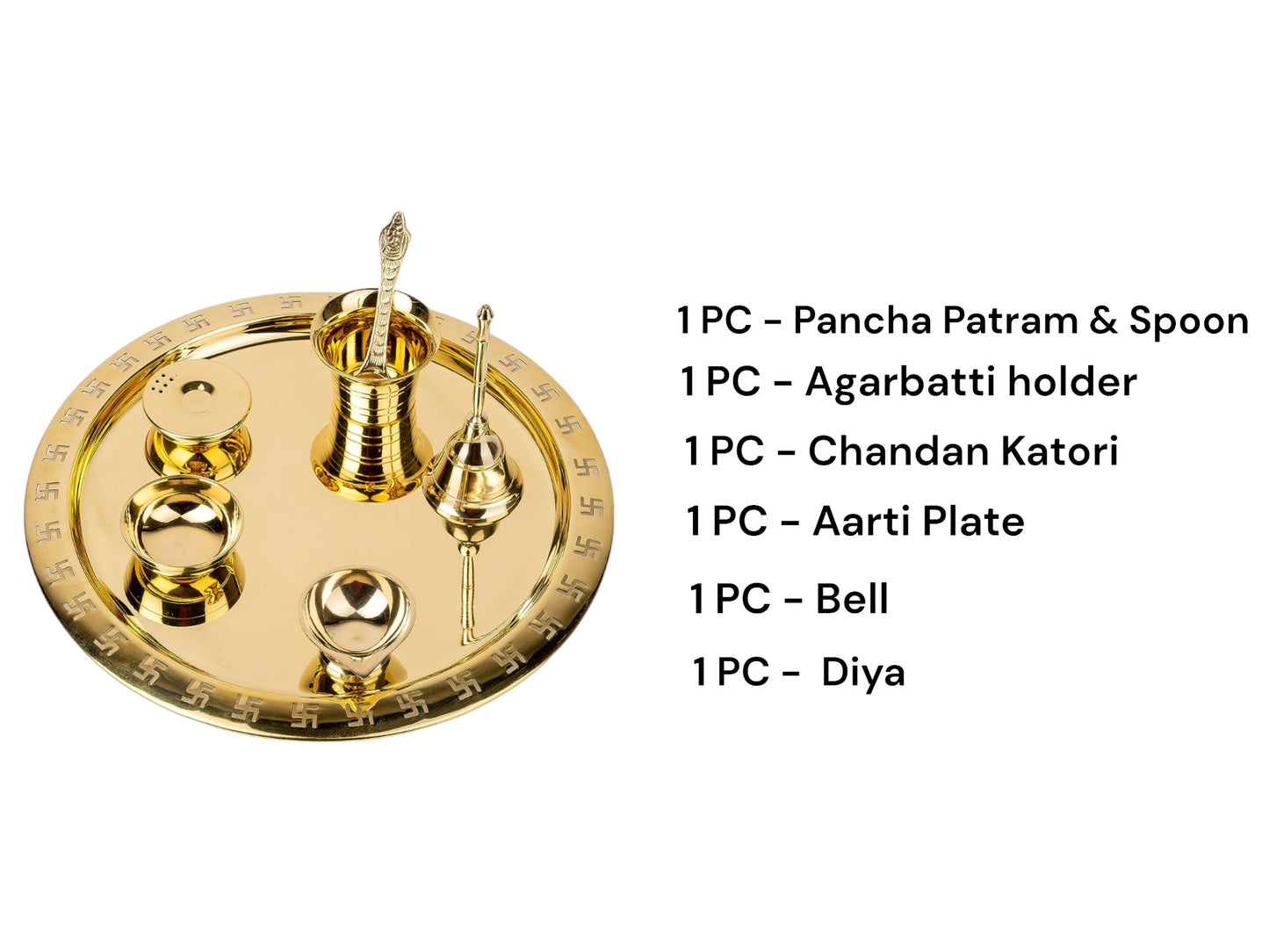 LeCasa - Aradhana Pooja Tahli Set with 7 Compartments | Material - 100% Brass with ISO Certification |