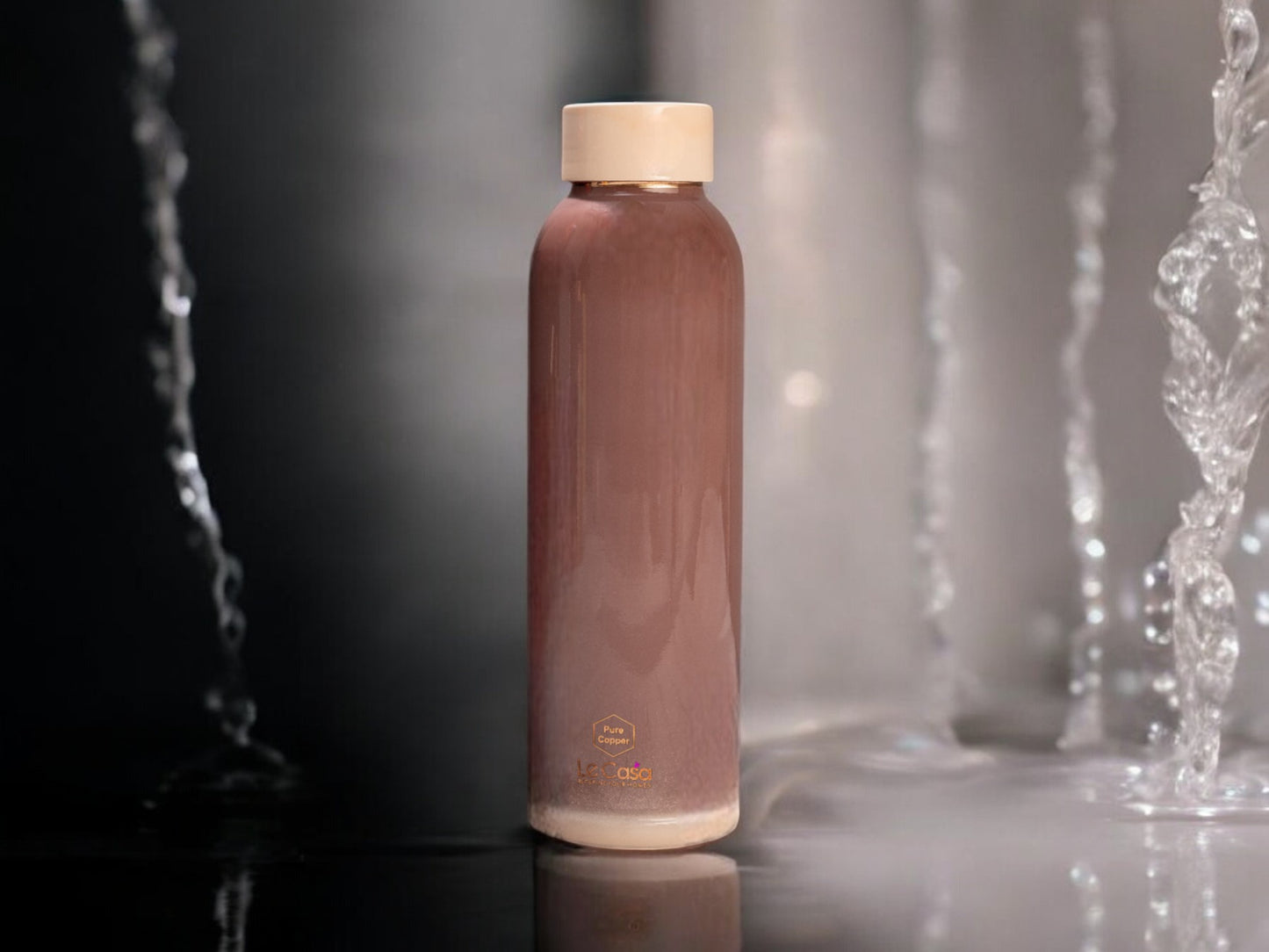 LeCasa - Duro Sports Copper Water Bottle 950ML | Color - Terracotta | 100% Pure Copper with ISO Certification | BPA Free, Leak Proof, Rust Free & Eco Friendly |