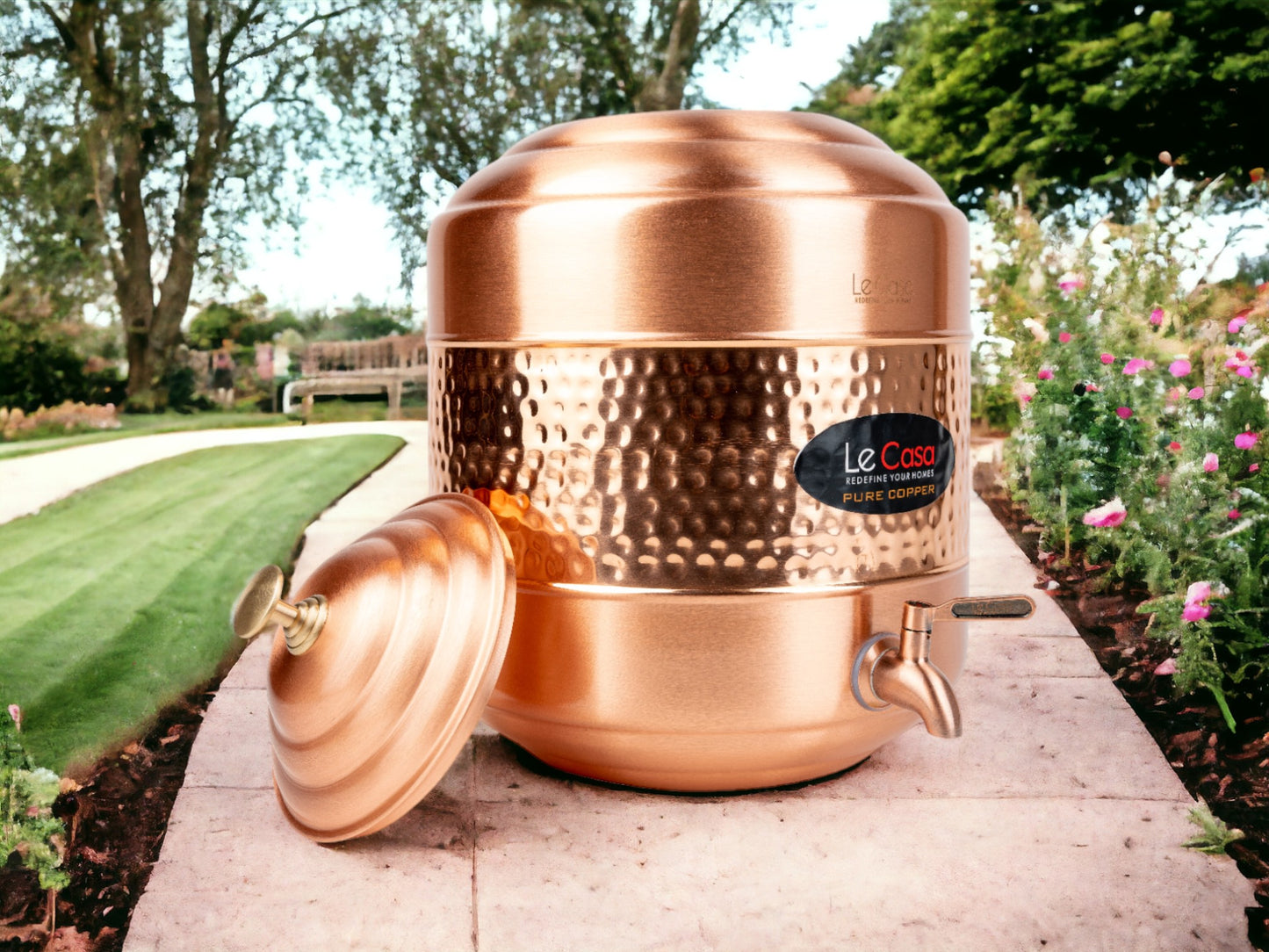 LeCasa - Aqua Cool Copper Water Dispenser with Brass (Pital) Tap | Capacity - 20 Litre / 20000ML | 100% Pure Copper with ISO Certification |