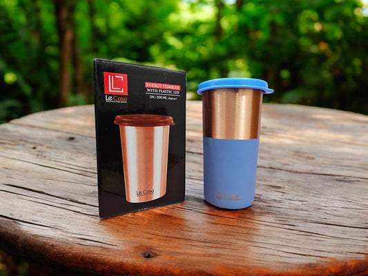 LeCasa - Energy Copper Water Tumbler 500ML | Color - Blue | 100% Pure Copper With ISO Certification |