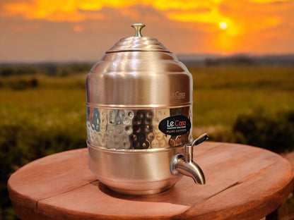 LeCasa - Aqua Cool Copper Water Dispenser with Brass (Pital) Tap | Capacity - 5 Litre / 5000ML | 100% Pure Copper with ISO Certification |