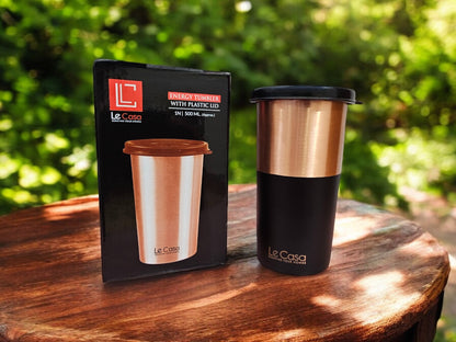 LeCasa - Energy Copper Water Tumbler 500ML | Color - Black | 100% Pure Copper With ISO Certification |