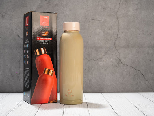 LeCasa - Duro Sports Copper Water Bottle 950ML | Color - Pear Green | 100% Pure Copper with ISO Certification | BPA Free, Leak Proof, Rust Free & Eco Friendly |