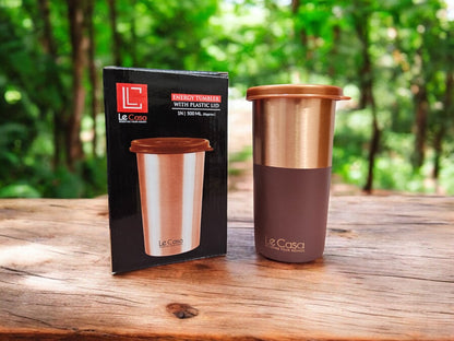 LeCasa - Energy Copper Water Tumbler 500ML | Color - Terracotta | 100% Pure Copper With ISO Certification |
