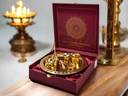 LeCasa - Aradhana Pooja Tahli Set with 7 Compartments | Material - 100% Brass with ISO Certification |