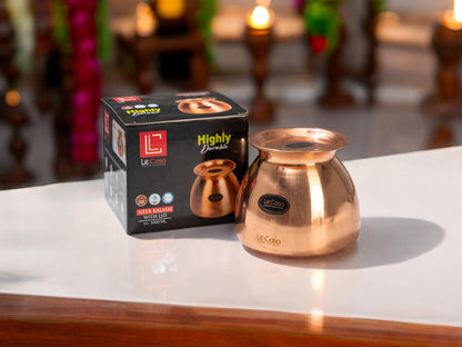 LeCasa - Neer Copper Kalash With Lid 1000ML | 100% Pure Copper With ISO Certification |