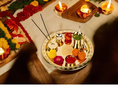 LeCasa - Aradhana Pooja Tahli Set with 7 Compartments | Material - 100% Brass with ISO Certification |