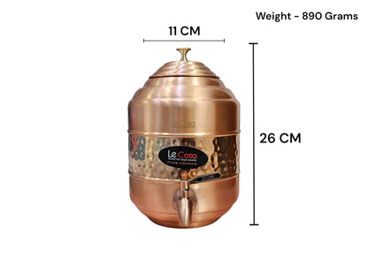 LeCasa - Aqua Cool Copper Water Dispenser with Brass (Pital) Tap | Capacity - 5 Litre / 5000ML | 100% Pure Copper with ISO Certification |