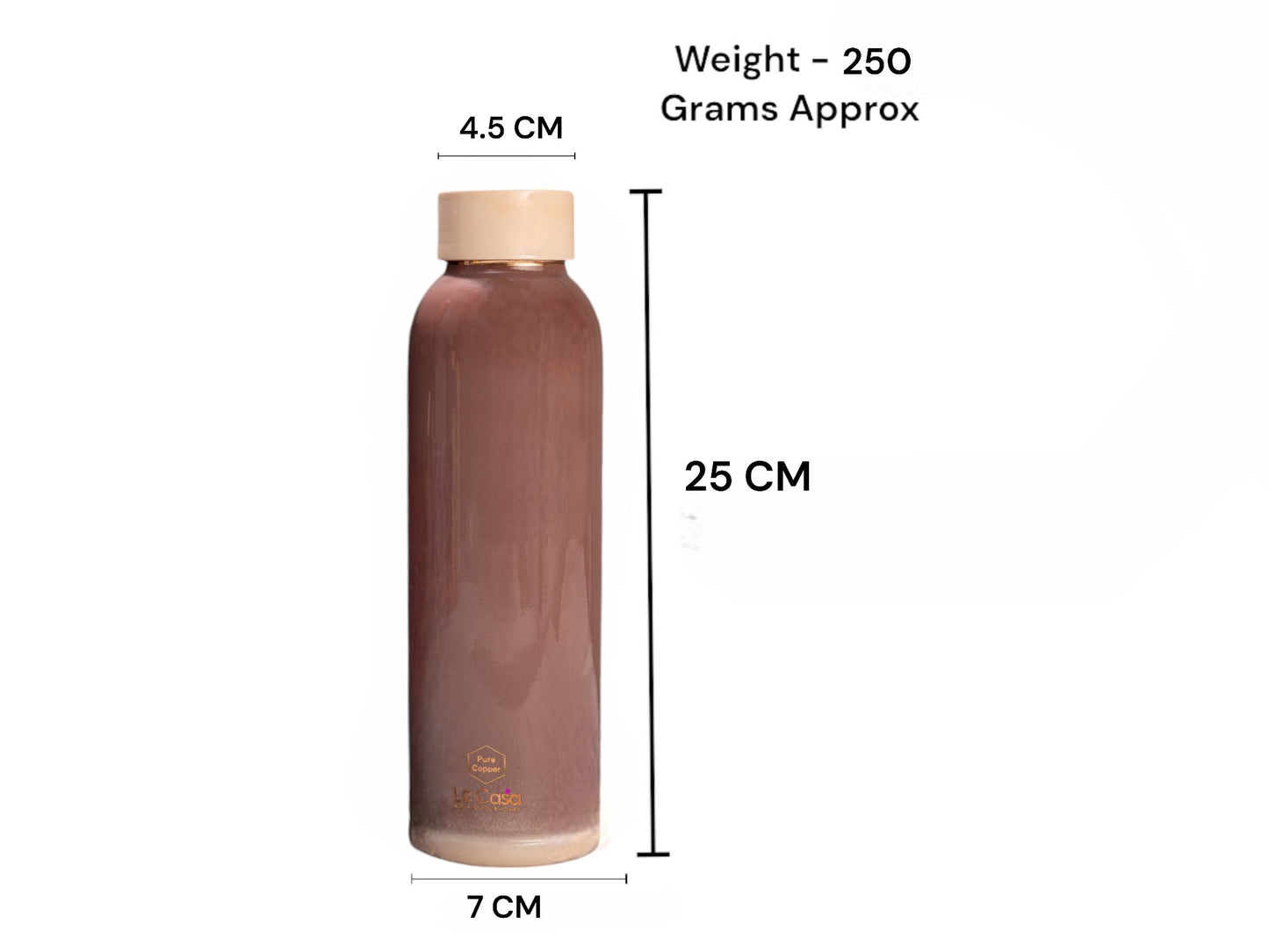 LeCasa - Duro Sports Copper Water Bottle 950ML | Color - Terracotta | 100% Pure Copper with ISO Certification | BPA Free, Leak Proof, Rust Free & Eco Friendly |