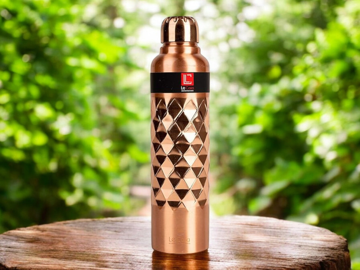 LeCasa - Moksha Matt Copper Water Bottle 1000ML | Color - Matt | 100% Pure Copper With ISO Certification |