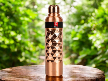 LeCasa - Moksha Matt Copper Water Bottle 1000ML | Color - Matt | 100% Pure Copper With ISO Certification |