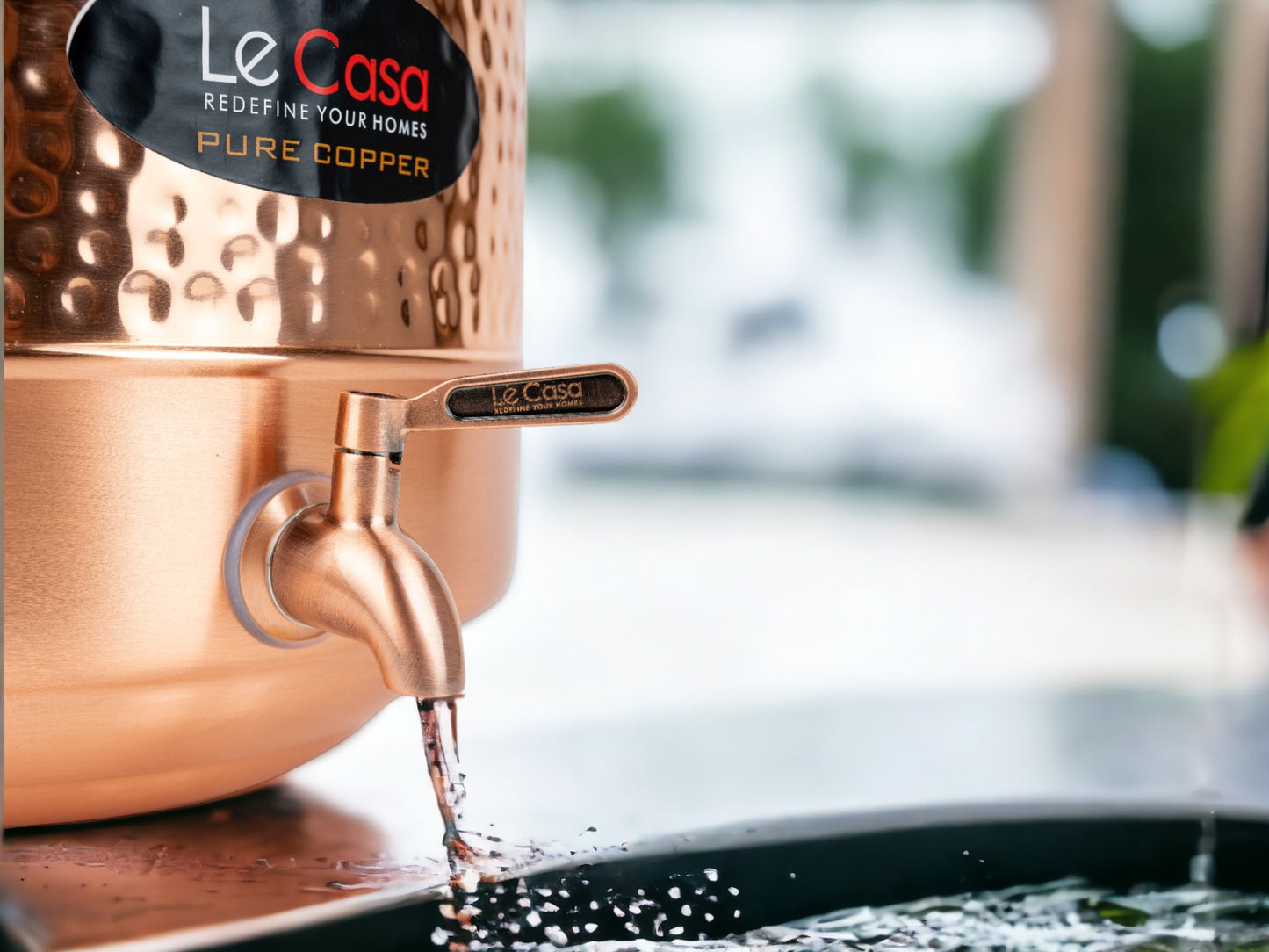 LeCasa - Aqua Cool Copper Water Dispenser with Brass (Pital) Tap | Capacity - 8 Litre / 8000ML | 100% Pure Copper with ISO Certification |