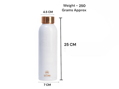 LeCasa - Duro Sports Copper Water Bottle 1000ML | Color - White | 100% Pure Copper with ISO Certification | BPA Free, Leak Proof, Rust Free & Eco Friendly |