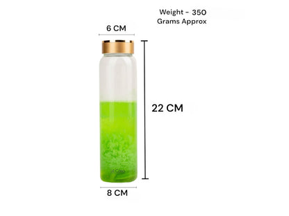 LeCasa - Borosilicate Glass Bottle With Golden Colour Screw Lid - 3036 | Capacity - 750ML | 100% Pure Borosolicate Glass With ISO Certification |