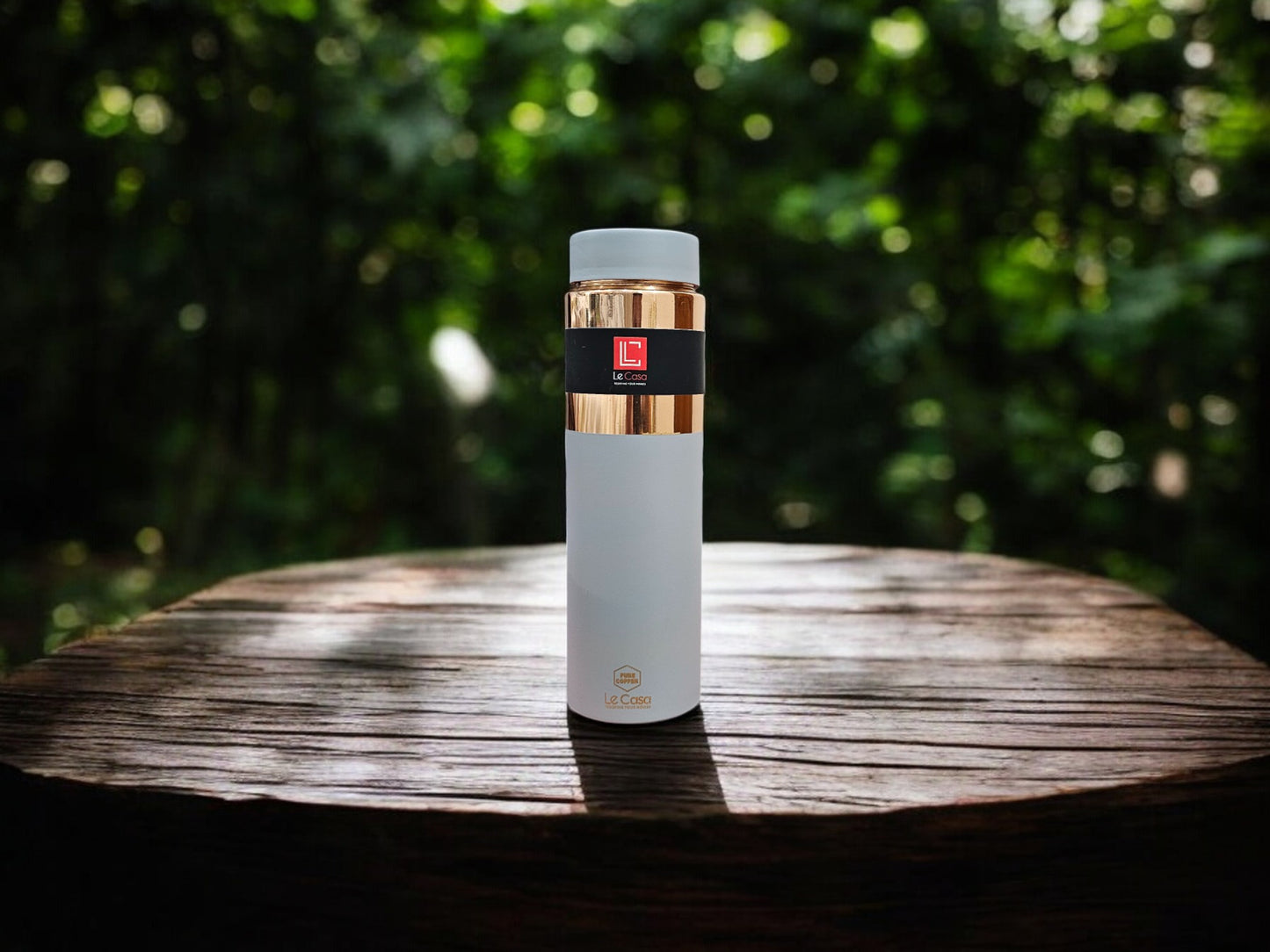 LeCasa - Greek Copper Water Bottle 750ML | Color - Berrish Grey | 100% Pure Copper With ISO Certification |