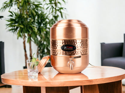 LeCasa - Aqua Cool Copper Water Dispenser with Brass (Pital) Tap | Capacity - 8 Litre / 8000ML | 100% Pure Copper with ISO Certification |