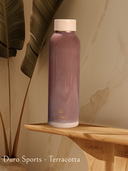 LeCasa - Duro Sports Copper Water Bottle 950ML | Color - Terracotta | 100% Pure Copper with ISO Certification | BPA Free, Leak Proof, Rust Free & Eco Friendly |