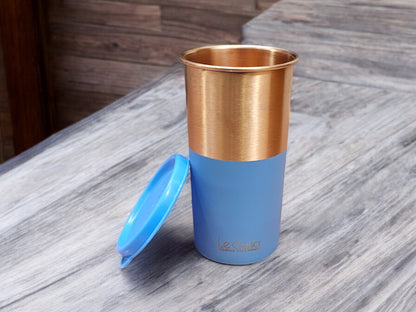 LeCasa - Energy Copper Water Tumbler 500ML | Color - Blue | 100% Pure Copper With ISO Certification |