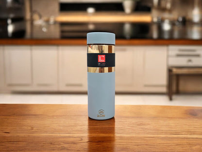 LeCasa - Greek Copper Water Bottle 500ML | Color - Berish Grey | 100% Pure Copper With ISO Certification |