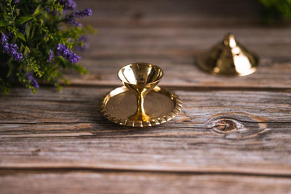 LeCasa - Brass Shraddha Diya with Glass Cover - Big | Made with Traditional Design - Made in India Product | 100% Pure Brass Material with ISO Certification |