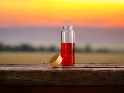 LeCasa - Borosilicate Glass Bottle With Bamboo Screw Lid - 3078 | Capacity - 500ML | 100% Pure Borosolicate Glass With ISO Certification | BPA Free, Leak Proof, Rust Free & Eco Friendly |