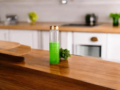 LeCasa - Cyric Borosilicate Glass Bottle With Golden Colour Screw Lid - 3079 | Capacity - 500ML | 100% Pure Borosolicate Glass With ISO Certification |