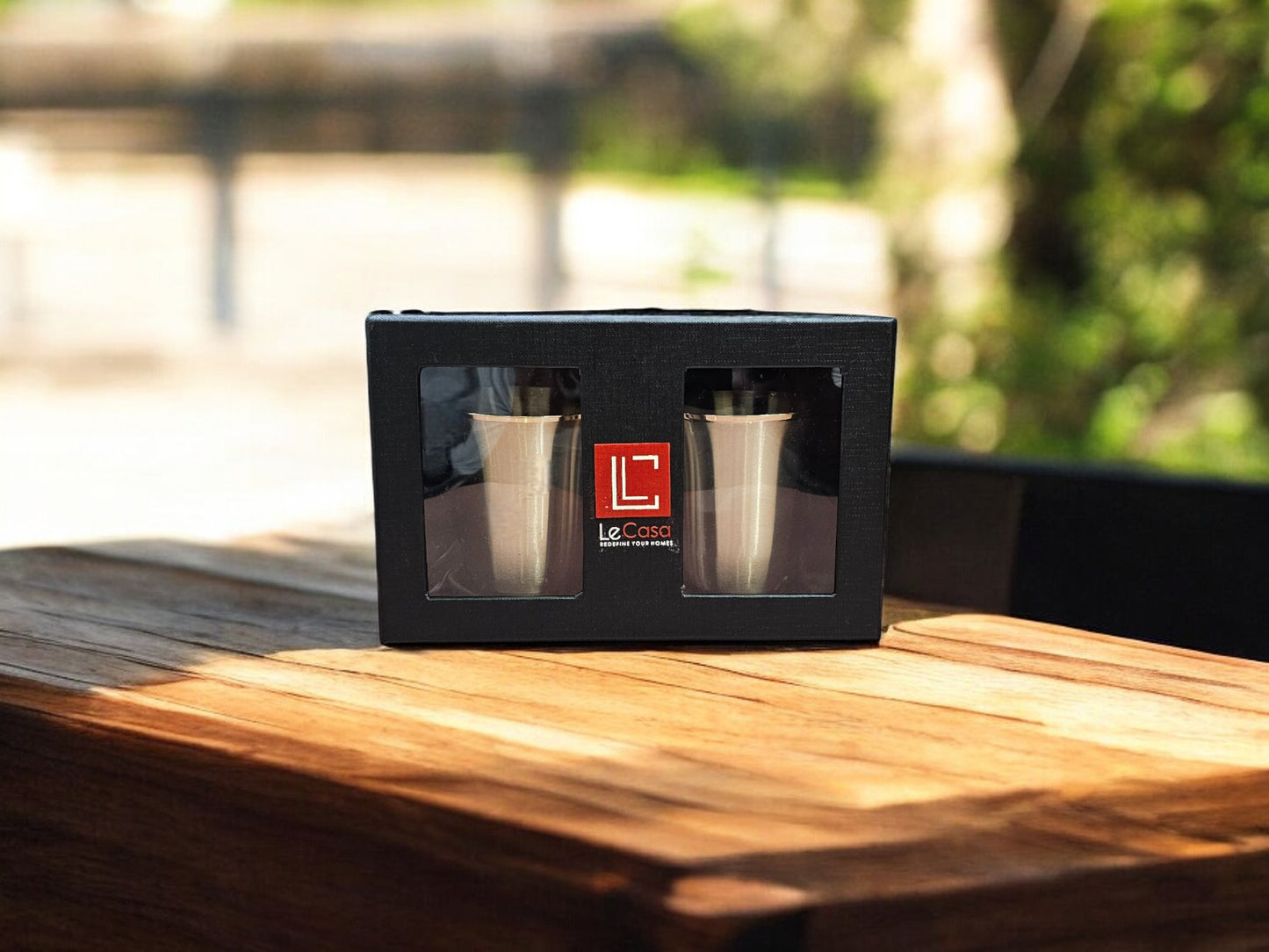 LeCasa - Kansa Glass with Gift Box Packaging | Design - Curvy Set of 2 | Capacity - 280ML Each | 100% Pure Kansa Material with ISO Certification |