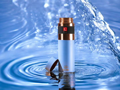 LeCasa - Greek Copper Water Bottle 1000ML | Color - Sky Blue | 100% Pure Copper With ISO Certification |