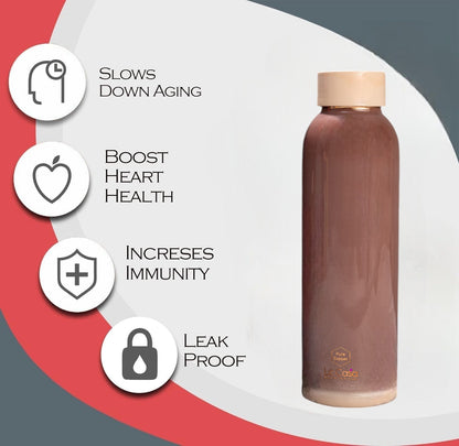LeCasa - Duro Sports Copper Water Bottle 950ML | Color - Terracotta | 100% Pure Copper with ISO Certification | BPA Free, Leak Proof, Rust Free & Eco Friendly |