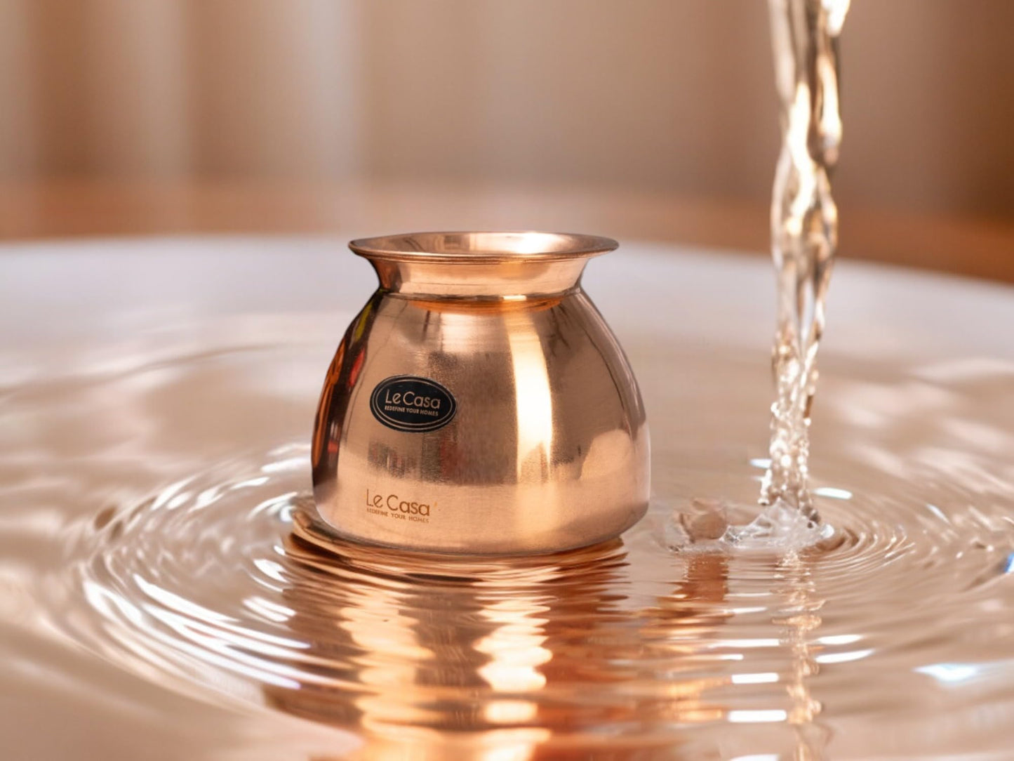 LeCasa - Neer Copper Kalash With Lid 1000ML | 100% Pure Copper With ISO Certification |