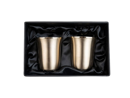 LeCasa - Kansa Glass with Gift Box Packaging | Design - Curvy Set of 2 | Capacity - 280ML Each | 100% Pure Kansa Material with ISO Certification |