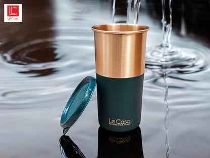 LeCasa - Energy Copper Water Tumbler 500ML | Color - C.Green | 100% Pure Copper With ISO Certification |