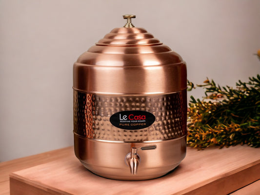 LeCasa - Aqua Cool Copper Water Dispenser with Brass (Pital) Tap | Capacity - 20 Litre / 20000ML | 100% Pure Copper with ISO Certification |