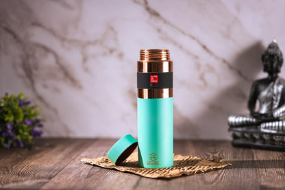 LeCasa - Greek Copper Water Bottle 1000ML | Color - C.Green | 100% Pure Copper With ISO Certification |