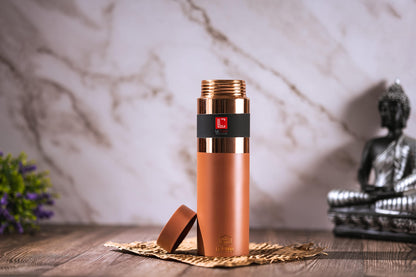 LeCasa - Greek Copper Water Bottle 1000ML | Color - Terracotta | 100% Pure Copper With ISO Certification |