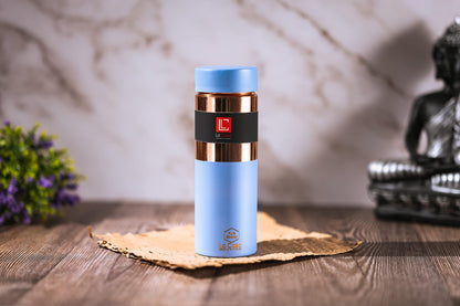 LeCasa - Greek Copper Water Bottle 500ML | Color - Sky Blue | 100% Pure Copper With ISO Certification |
