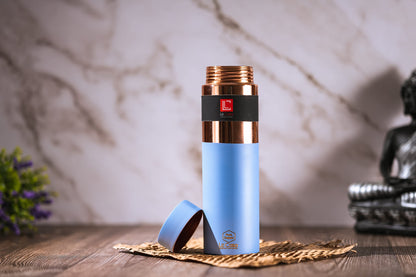 LeCasa - Greek Copper Water Bottle 1000ML | Color - Sky Blue | 100% Pure Copper With ISO Certification |