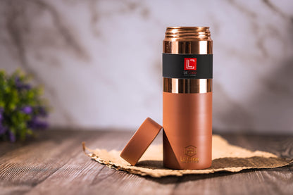 LeCasa - Greek Copper Water Bottle 500ML | Color - Terracotta | 100% Pure Copper With ISO Certification |