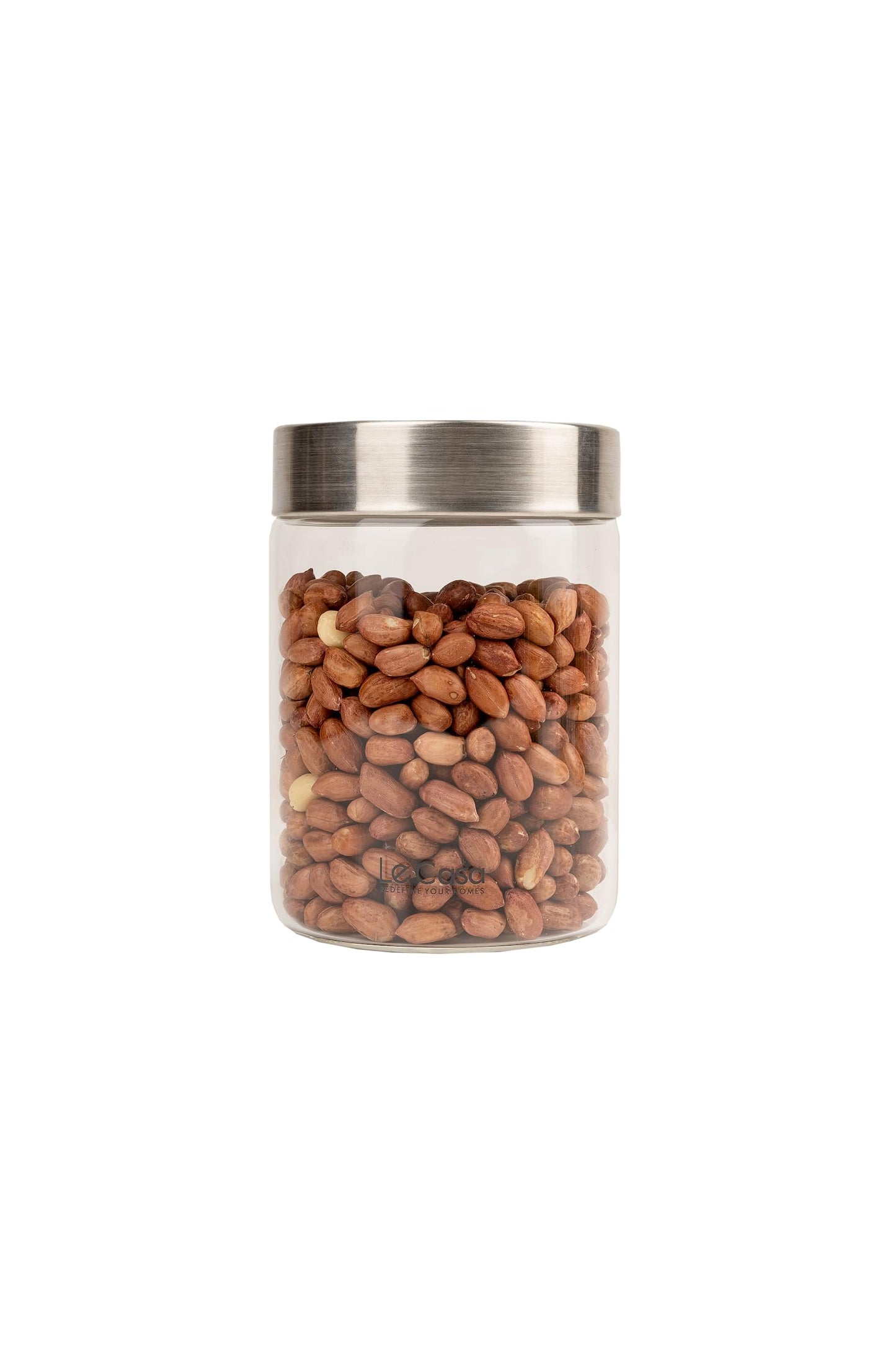 LeCasa - AirTight Borosilicate Round Glass Jar With Screw Steel Lid 900ML | 100% Borosilicate Glass With ISO Certification | Ideal Use For - Storage, Serving, Snacks, Grocery Storage |