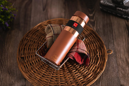 LeCasa - Greek Copper Water Bottle 1000ML | Color - Terracotta | 100% Pure Copper With ISO Certification |