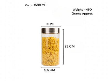 LeCasa - AirTight Borosilicate Round Glass Jar With Screw Steel Lid 4700ML | 100% Borosilicate Glass With ISO Certification | Ideal Use For - Storage, Serving, Snacks, Grocery Storage |
