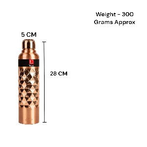 LeCasa - Moksha Matt Copper Water Bottle 1000ML | Color - Matt | 100% Pure Copper With ISO Certification |