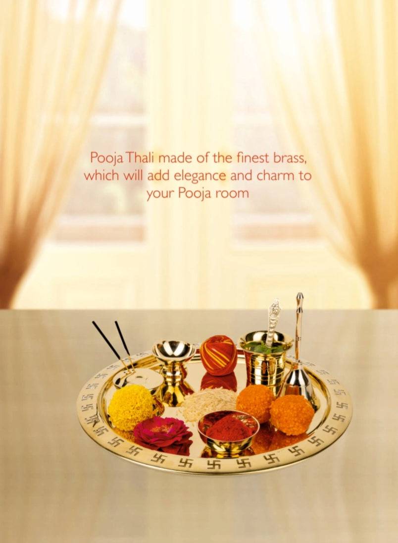 LeCasa - Aradhana Pooja Tahli Set with 7 Compartments | Material - 100% Brass with ISO Certification |